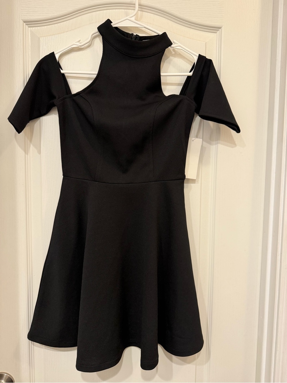 TOBI Black Cold Shoulder Mock Neck Fit & Flare Mini Dress Womenโs XS